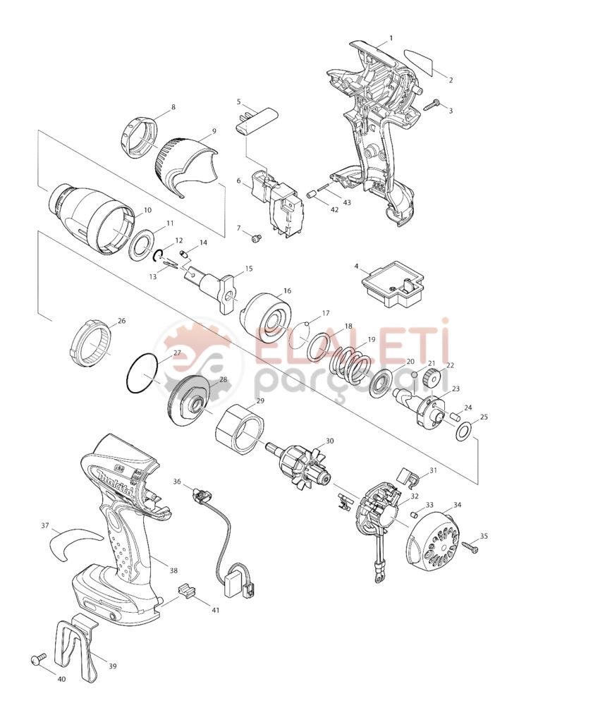 Makita DTW251 Akülü Somun Sıkma Makinesi – El Aleti Parçaları